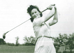 Woman playing golf